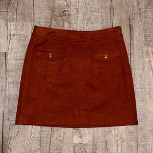 Loft Women’s Suede Burnt Orange Skirt. Hidden Zipper. Size 10.